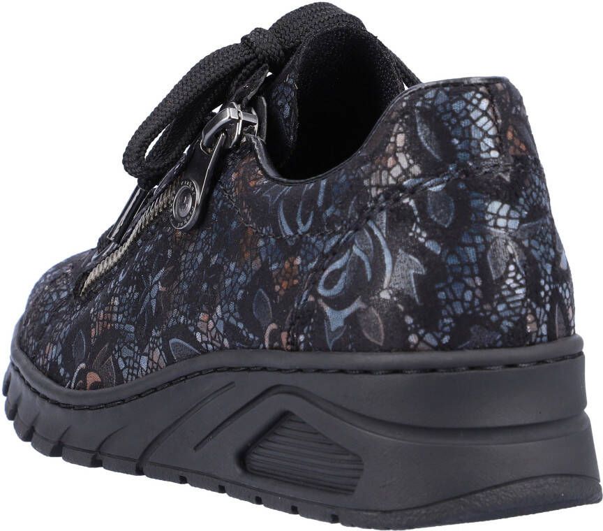 Rieker Sneakers met sleehak met bloemenprint vrijetijdsschoen lage schoen veterschoen