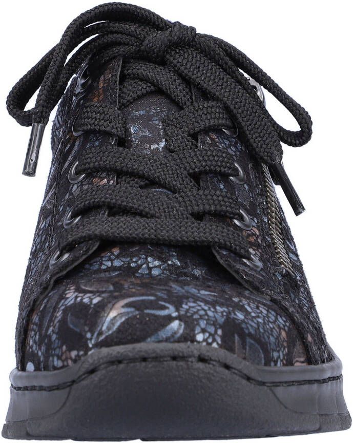 Rieker Sneakers met sleehak met bloemenprint vrijetijdsschoen lage schoen veterschoen