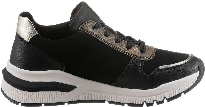 Rieker Sneakers met sleehak met goudkleurige details vrijetijdsschoen halfhoge schoen veterschoen