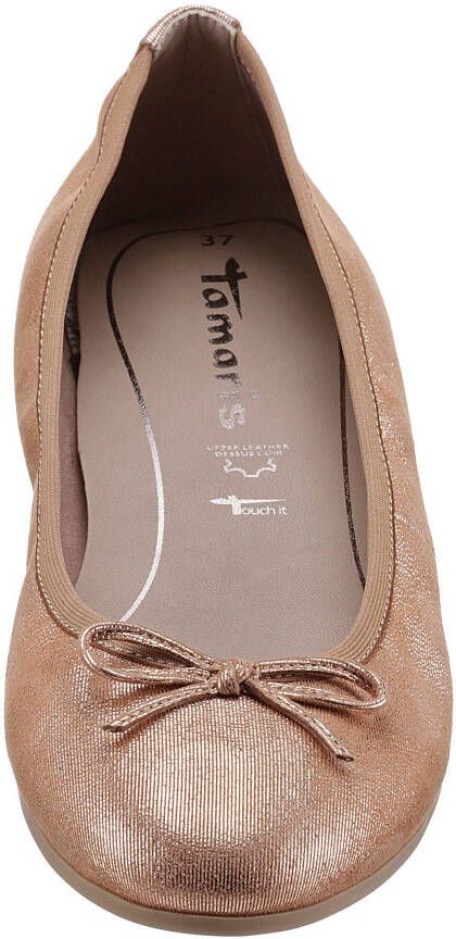 Tamaris Ballerina's Feestelijke schoen bruiloftsschoen flats met mooie metallic glans