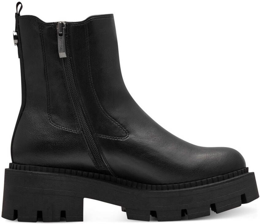 Tamaris Chelsea-boots blokhak enkellaars bezet met fonkelende strassstenen