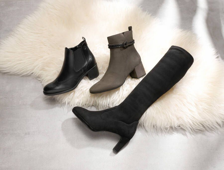 Tamaris Chelsea-boots blokhak enkellaars ankleboots met elegante lyra-perforatie