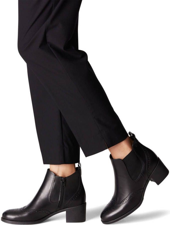 Tamaris Chelsea-boots blokhak enkellaars ankleboots met elegante lyra-perforatie