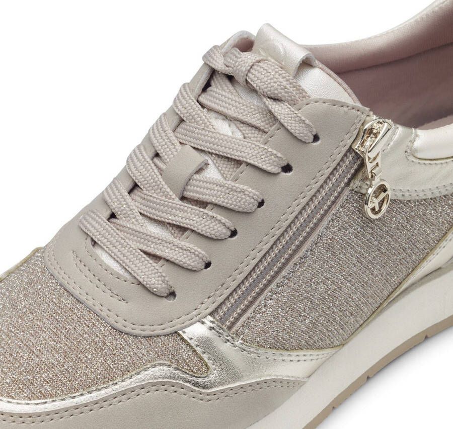 Tamaris Plateausneakers vrijetijdsschoen halfschoen veterschoen met subtiele metallic-details