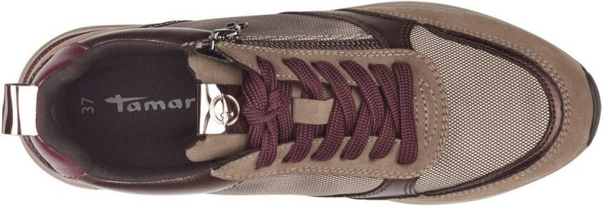 Tamaris Sneakers met sleehak vrijetijdsschoen halfschoen veterschoen met trendy metallic-details