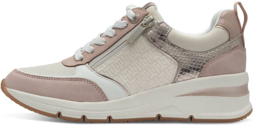 Tamaris Sneakers met sleehak vrijetijdsschoen lage schoen veterschoen met buitenrits