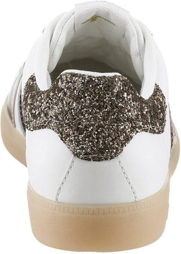 Tamaris Sneakers vrijetijdsschoen lage schoen veterschoen met glitter op de hiel