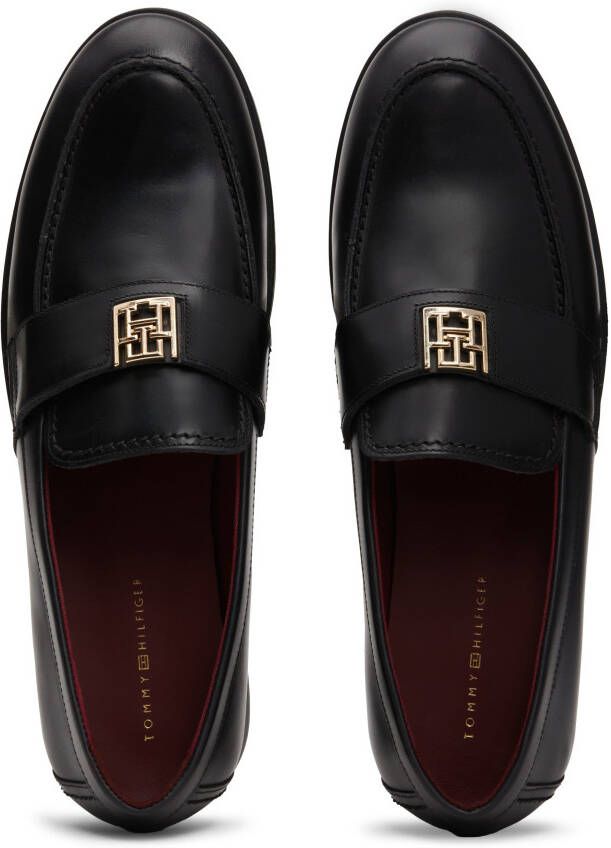 Tommy Hilfiger Loafers TH LEATHER CLASSIC LOAFER slipper halfschuh instapschoen met decoratieve sluiting smalle vorm