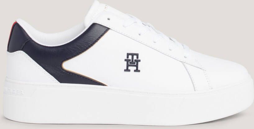 Tommy Hilfiger Plateausneakers TH PLATFORM COURT SNEAKER met contrastafwerking vrijetijdsschoen halve schoen veterschoen