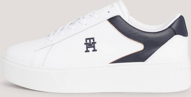 Tommy Hilfiger Plateausneakers TH PLATFORM COURT SNEAKER met contrastafwerking vrijetijdsschoen halve schoen veterschoen