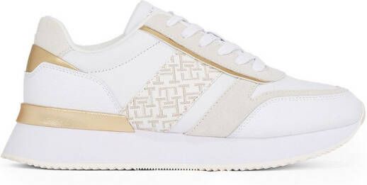 Tommy Hilfiger Plateausneakers LUX MONOGRAM RUNNER veterschoenen lage schoen vrijetijdsschoen met gouden accenten