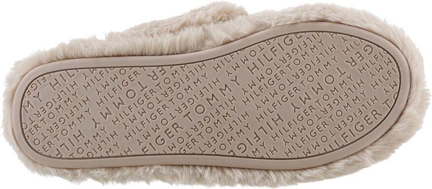 Tommy Hilfiger Pluchen pantoffels FUR CROSS STRAP HOME SLIPPER