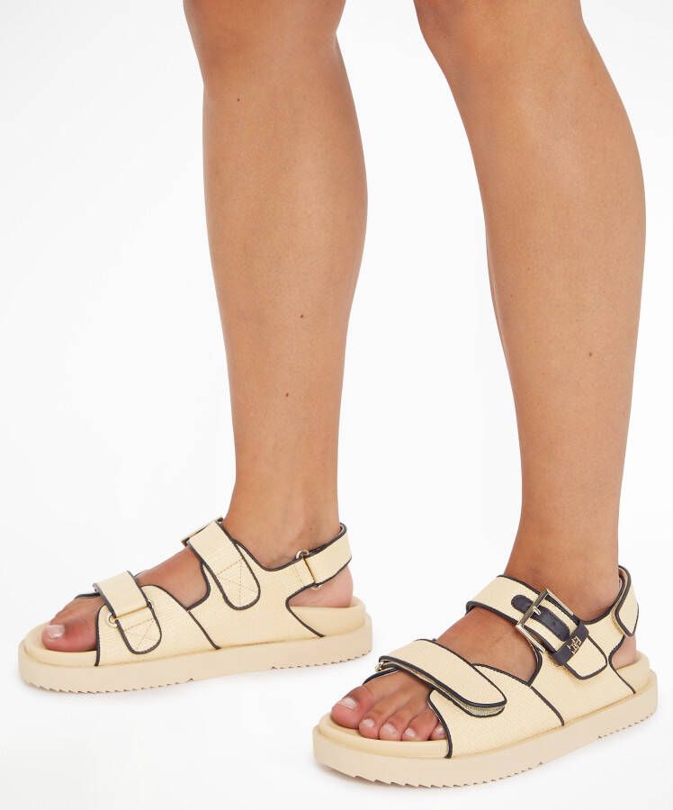 Tommy Hilfiger Sandalen RAFIA SPORTY SANDAL zomerschoen sandaal plateauhak met klittenbandsluitingen