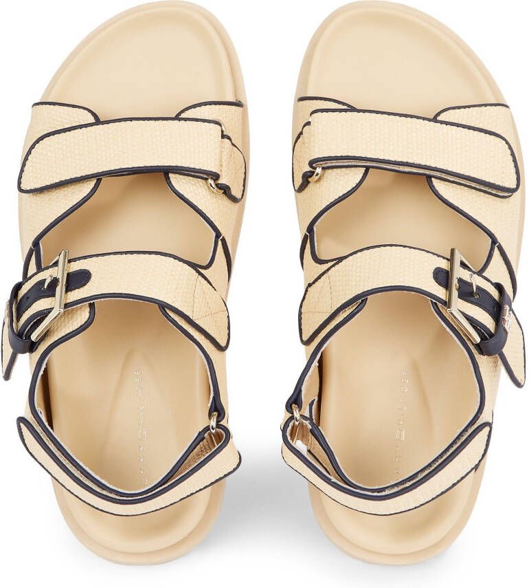 Tommy Hilfiger Sandalen RAFIA SPORTY SANDAL zomerschoen sandaal plateauhak met klittenbandsluitingen