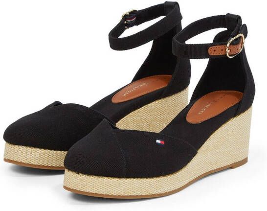 Tommy Hilfiger Sleehaksandaaltjes FLAG CLOSED TOE MID WEDGE ESPAD bandjesandaal zomerschoen met verstelbare gesp