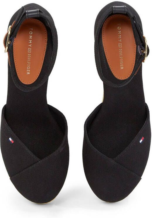 Tommy Hilfiger Sleehaksandaaltjes FLAG CLOSED TOE MID WEDGE ESPAD bandjesandaal zomerschoen met verstelbare gesp