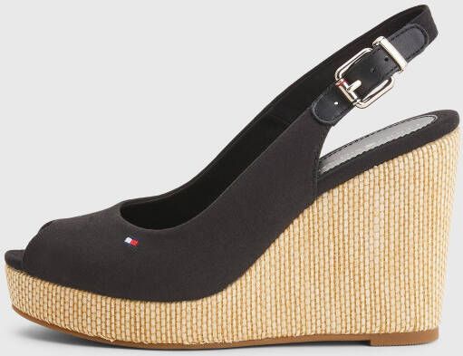 Tommy Hilfiger Sleehaksandaaltjes ICONIC ELENA SLING BACK WEDGE zomerschoen sandaal keilhak met verstelbare gesp