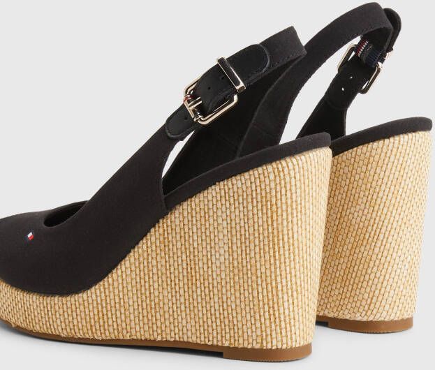 Tommy Hilfiger Sleehaksandaaltjes ICONIC ELENA SLING BACK WEDGE zomerschoen sandaal keilhak met verstelbare gesp