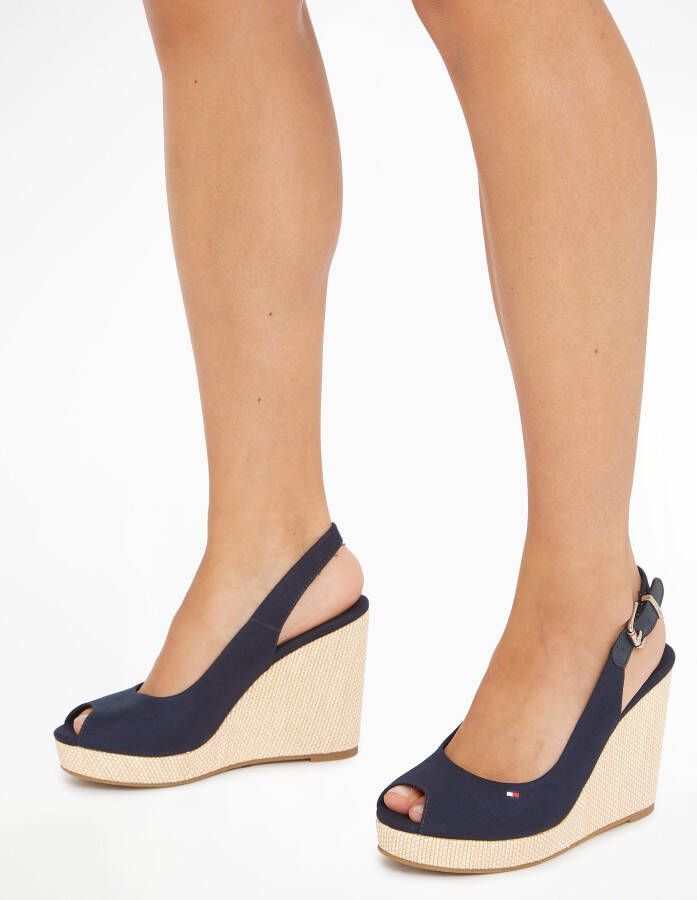 Tommy Hilfiger Sleehaksandaaltjes ICONIC ELENA SLING BACK WEDGE