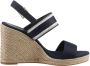 Tommy Hilfiger Blauwe Sleehak Sandaal Platte Sandalen Blue Dames - Thumbnail 11