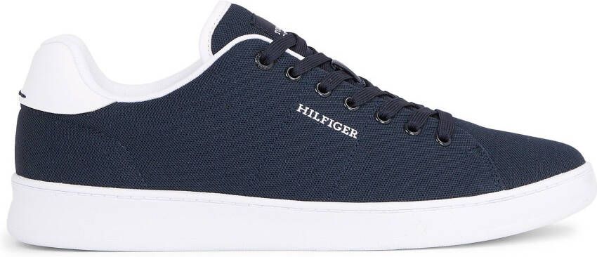 Tommy Hilfiger Sneakers COURT CUPSOLE PIQUE TEXTILE vrijetijdsschoen lage schoen veterschoen met zijlijk logo-opdruk