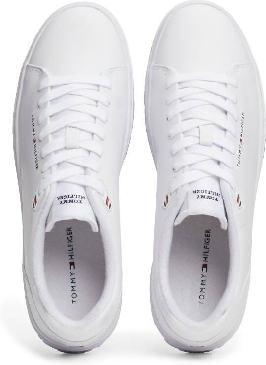 Tommy Hilfiger Sneakers COURT THICK CUPSOLE LEATHER plateau vrijetijdsschoen halve schoen veterschoen met logo