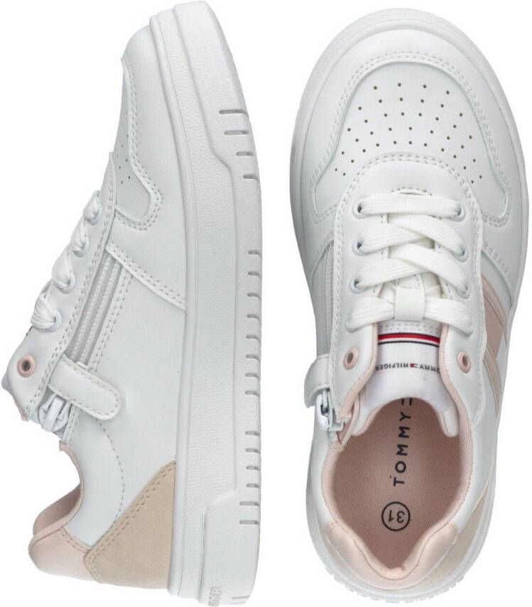 Tommy Hilfiger Sneakers FLAG LOW CUT LACE-UP SNEAKER WHITE PINK BEIGE met plateauzool