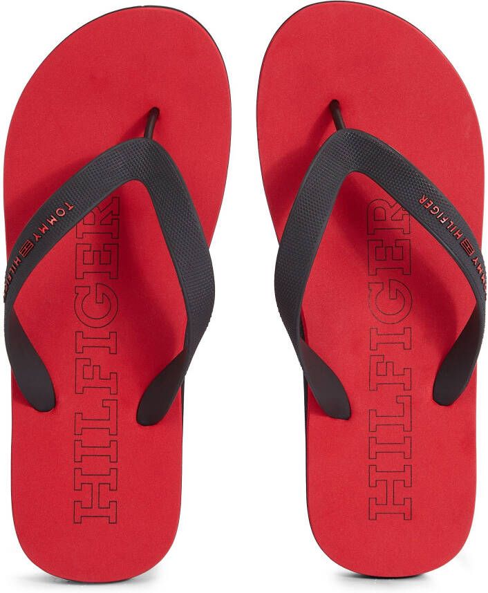 Tommy Hilfiger Teenslippers RUBBER HILFIGER BEACH SANDAL zomerschoen slippers poolslides zwemschip met logo-opschrift