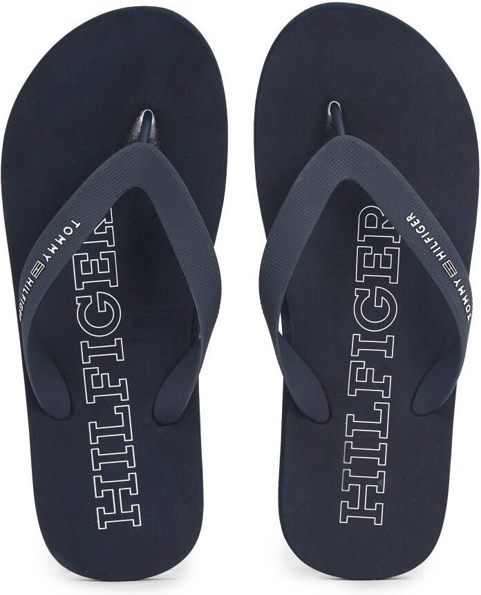 Tommy Hilfiger Teenslippers RUBBER HILFIGER BEACH SANDAL zomerschoen slippers poolslides zwemschip met logo-opschrift