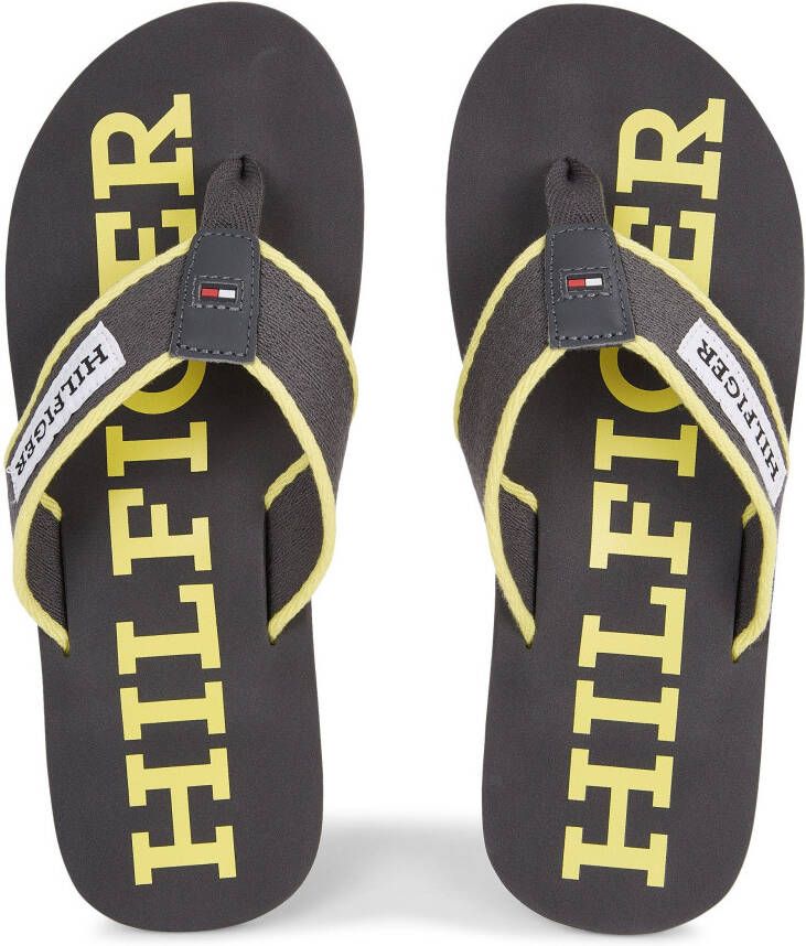 Tommy Hilfiger Teenslippers PATCH HILFIGER BEACH SANDAL zomerschoen slippers badschoen zwemschip met logo-opschrift