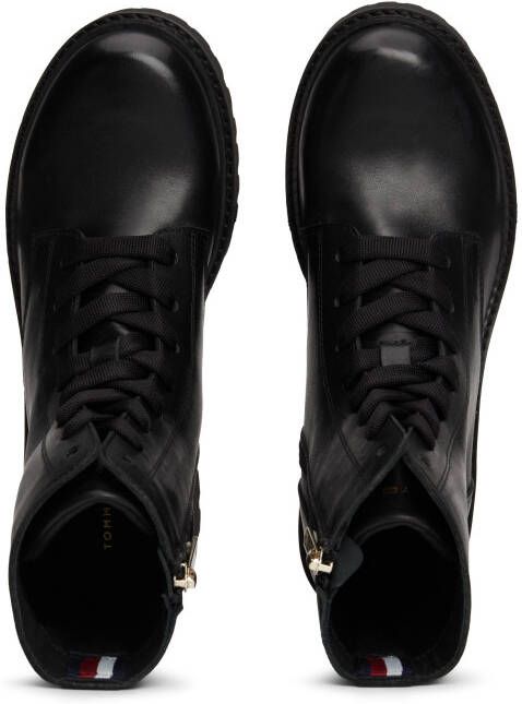 Tommy Hilfiger Veterlaarsjes CHIC MID HEEL LEATHER LACE-UP blokhak plateau veterschoenen chunkyboots met th-logo