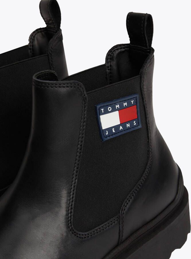 TOMMY JEANS Chelsea-boots TJM LEATHER CHELSEA BOOT hakken zakelijke mode instaplaarzen enkellaars breedte g