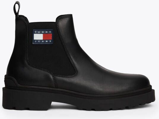 TOMMY JEANS Chelsea-boots TJM LEATHER CHELSEA BOOT hakken zakelijke mode instaplaarzen enkellaars breedte g