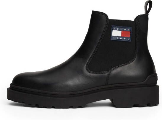 TOMMY JEANS Chelsea-boots TJM LEATHER CHELSEA BOOT hakken zakelijke mode instaplaarzen enkellaars breedte g