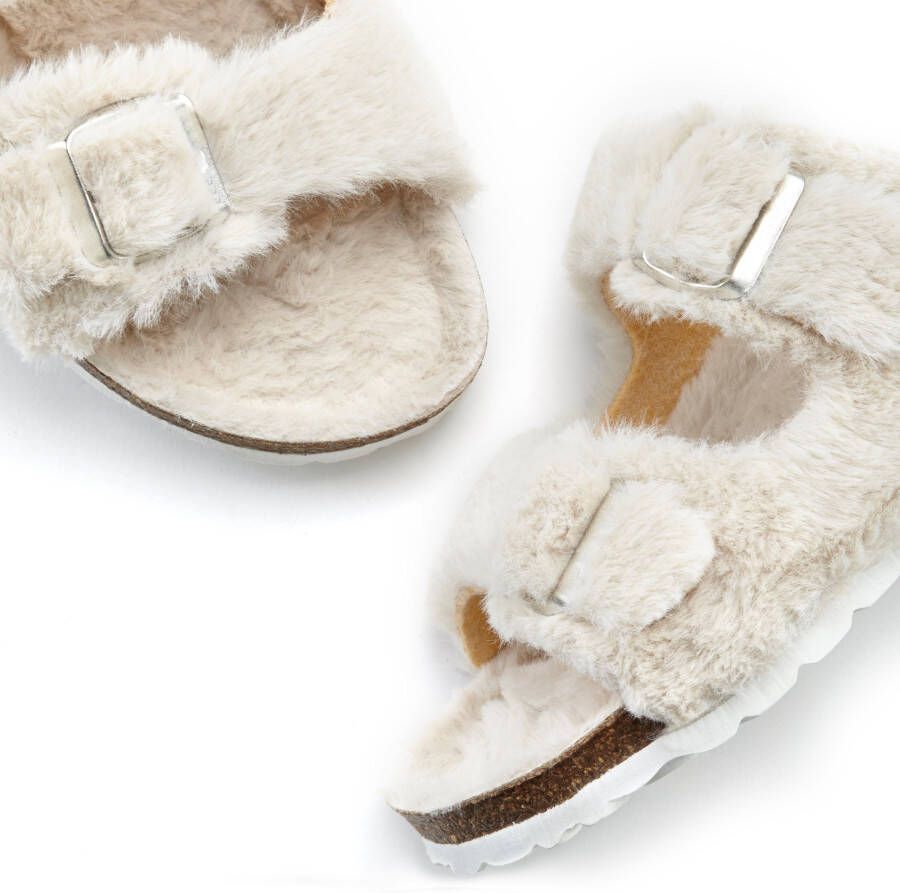 Vivance Pantoffels Pantoffel Pluche Pantoffels met knuffelig warm faux fur kurkvoetbed pantoffel slipper