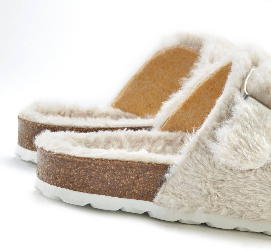 Vivance Pantoffels Pantoffel Pluche Pantoffels met knuffelig warm faux fur kurkvoetbed pantoffel slipper