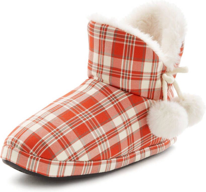 Vivance Pantoffels met pomponversiering pantoffel pluche slippers vegan