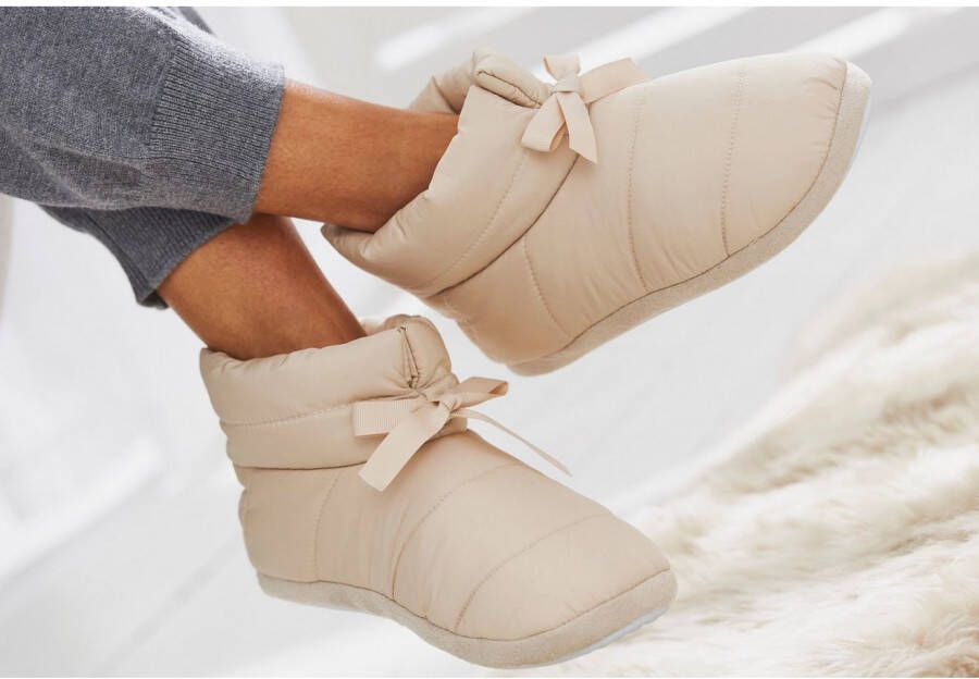 Vivance Pantoffels voor instappen gestikte look pluche slipper pantoffel vegan