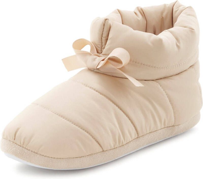 Vivance Pantoffels voor instappen gestikte look pluche slipper pantoffel vegan