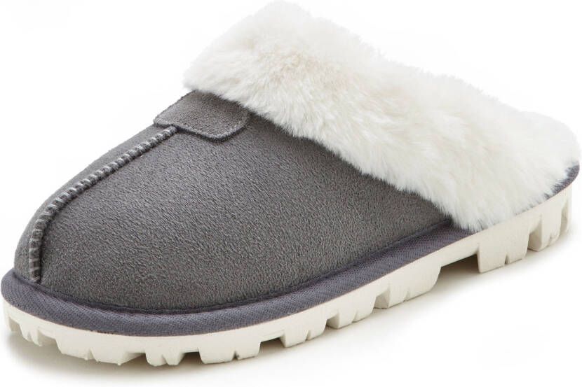 Vivance Pluchen pantoffels Huisschoen Pantoffels Clogs Slippers Pantolette met warme voering VEGAN