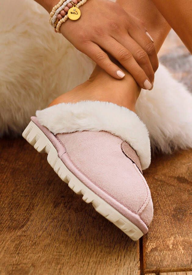 Vivance Pluchen pantoffels Huisschoen Pantoffels Clogs Slippers Pantolette met warme voering VEGAN