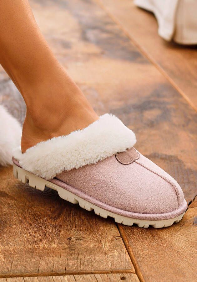 Vivance Pluchen pantoffels Huisschoen Pantoffels Clogs Slippers Pantolette met warme voering VEGAN