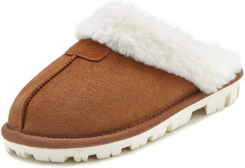 Vivance Pluchen pantoffels Huisschoen Pantoffels Clogs Slippers Pantolette met warme voering VEGAN