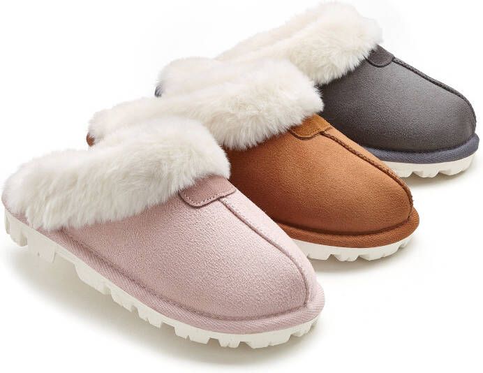 Vivance Pluchen pantoffels Huisschoen Pantoffels Clogs Slippers Pantolette met warme voering VEGAN