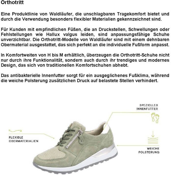 Waldläufer Sneakers Hiroko-Soft vrijetijdsschoen halfschoen veterschoen in comfortwijdte h = zeer breed