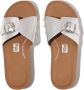 FitFlop Iqushion Adjustable Buckle Metalli Leather Slides ZILVER - Thumbnail 2