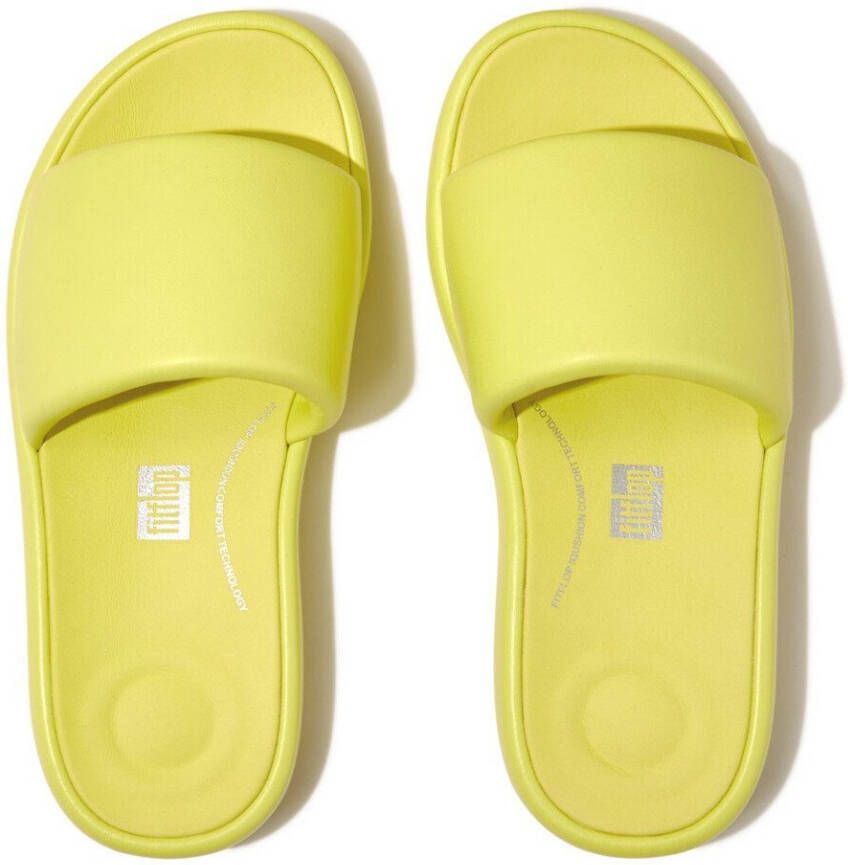 Fitflop Slippers IQUSHION D-LUXE PADDED LEATHER SLIDES zomerschoen slippers met brede bandage