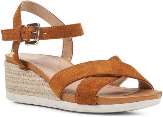 Geox Sleehaksandaaltjes D ISCHIA CORDA met sleehak in raffia-look