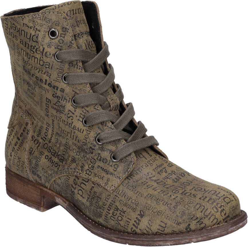 Josef Seibel Hoge veterschoenen SIENNA 82 met modieuze krantenprint