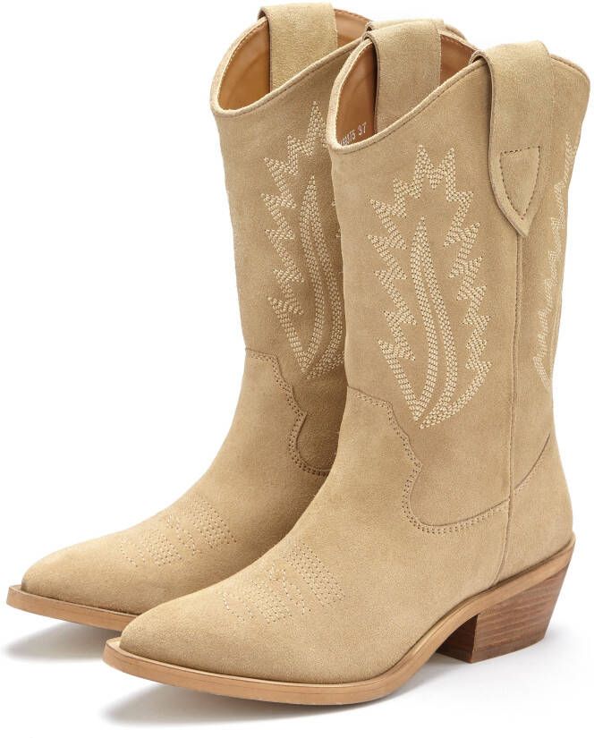 Lascana Cowboy boots Cowboy enkelboots westernlaarzen enkelboots van hoogwaardig leer